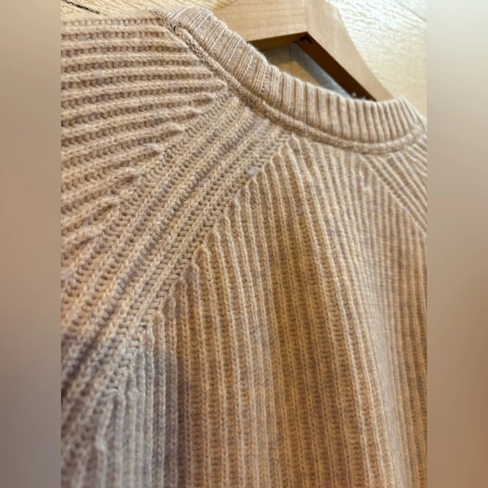 NAADAM Ribbed Wool Cashmere Blend Crewneck Sweater – Women’s L – Heather Oatmeal - Picture 8 of 9